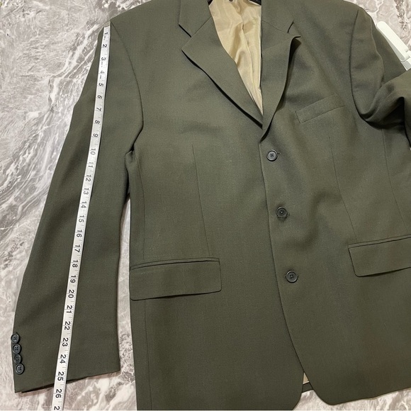 FRANCO TASSI Made in Canada Vintage Wool Blazer Olive Green Size 46 R Dawahares - Picture 9 of 13